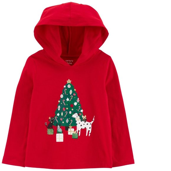 Girls Carter's CHRISTMAS Tree & Dogs Hooded T-shirt & Leggings Size 3T 4T 5T NWT - Picture 2 of 3